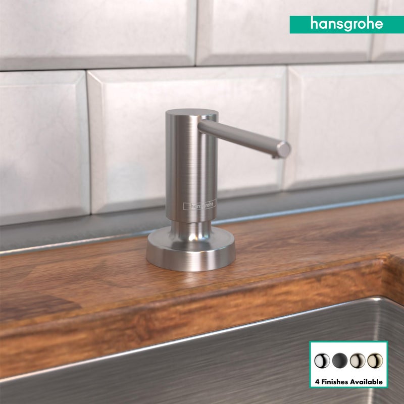 hansgrohe Talis Modern Bath and Kitchen Sink Soap Dispenser in Stainless Steel Optic, 40448801 - Image 3